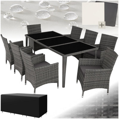 tectake Rattan garden dining set Monaco 8 seats 1 table garden