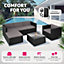 tectake Rattan Garden Furniture Lignano Set with Armchair - sofa for garden garden corner sofa - black