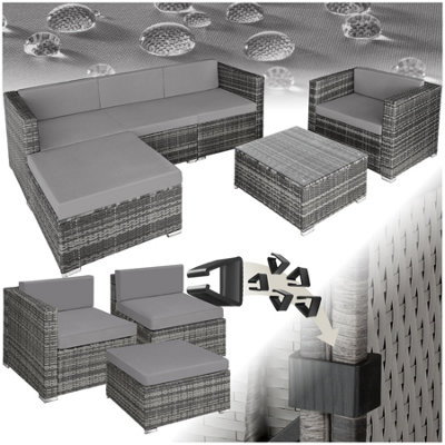 tectake Rattan garden furniture Milano grey DIY at B&Q