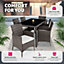 tectake Rattan garden furniture set 6+1 with protective cover - garden tables and chairs garden furniture set - grey/white