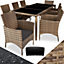 tectake Rattan garden furniture set 8+1 with protective cover - garden tables and chairs garden furniture set - nature/dark grey
