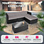 tectake Rattan garden furniture set lounge Florence - garden sofa garden corner sofa - black/grey
