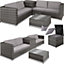 tectake Rattan Garden Furniture Set Siena - 4 seats 1 Table 1 Chest - garden sofa garden corner sofa - grey/light grey
