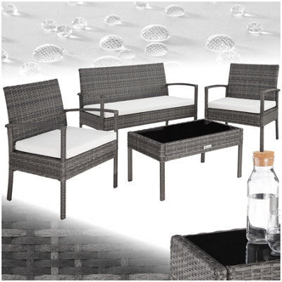 tectake Rattan garden furniture set Sparta 4 seat 1 table garden
