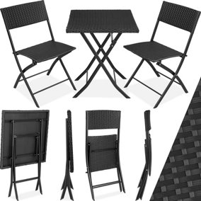 tectake Rattan garden furniture set Trevi - garden tables and chairs garden furniture set - black