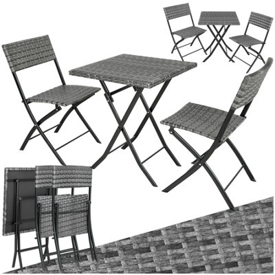 tectake Rattan garden furniture set Trevi garden tables and chairs garden furniture set grey
