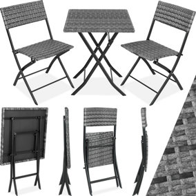 tectake Rattan garden furniture set Trevi - garden tables and chairs garden furniture set - grey