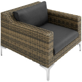 tectake Rattan garden furniture Villanova - Armchair - sofa for garden rattan furniture - Mottled Anthracite