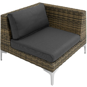 tectake Rattan garden furniture Villanova - Left corner chair - sofa for garden rattan furniture - Mottled Anthracite