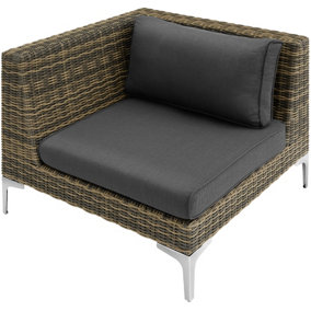 tectake Rattan garden furniture Villanova - Right corner chair - sofa for garden rattan furniture - Mottled Anthracite