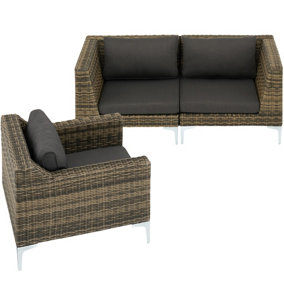 tectake Rattan garden furniture Villanova - Set 1 - sofa for garden rattan furniture - Mottled Anthracite