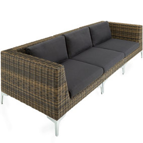 tectake Rattan garden furniture Villanova - Set 2 - sofa for garden rattan furniture - Mottled Anthracite