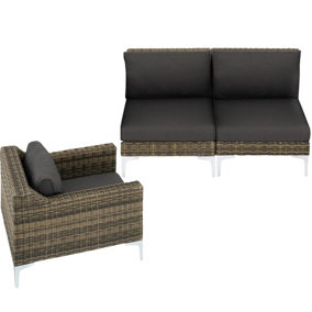 tectake Rattan garden furniture Villanova - Set 3 - sofa for garden rattan furniture - Mottled Anthracite