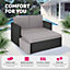 tectake Rattan garden sofa Corfu - 2 Seater 1 Stool - garden sofa outdoor sofa - black/grey
