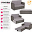 tectake Rattan garden sofa Corfu - 2 Seater 1 Stool - garden sofa outdoor sofa - grey
