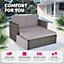 tectake Rattan garden sofa Corfu - 2 Seater 1 Stool - garden sofa outdoor sofa - grey
