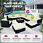 tectake Rattan garden sofa set Las Vegas - 11 Seats 1 Table - garden sofa garden corner sofa - black
