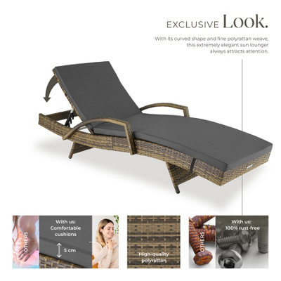 Tectake rattan on sale sun lounger