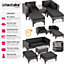 tectake Rattan Lounge Set Bellaria - 2 Chairs 2 Stools 1 Side table - Rattan lounge garden lounge - grey