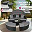 tectake Rattan sun lounger island Santorini - garden lounge chair sun chair - black/grey