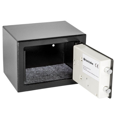 tectake Safe electronic + key model 2 - key safe home safe - black