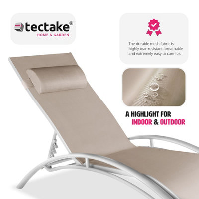 tectake Set of 2 Alina sun loungers garden lounger reclining sun