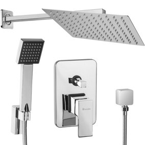 tectake Shower panel complete set flush-mounted - shower head shower tower - grey