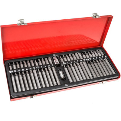 tectake Socket set 54-pieces - torx set torx bit set - red | DIY at B&Q
