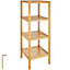 tectake Standing bathroom shelf - 4 tiers in bamboo - bath shelf bamboo shelf - brown