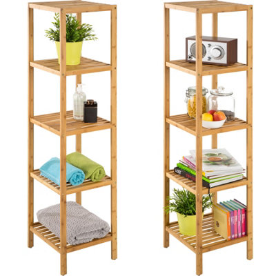 tectake Standing bathroom shelf - 5 tiers in bamboo - bath shelf bamboo shelf - brown