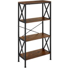 tectake Standing shelf Barry 61.5x31.5x133.5cm with 4 tiers - Shelf standing shelf - Industrial wood dark rustic