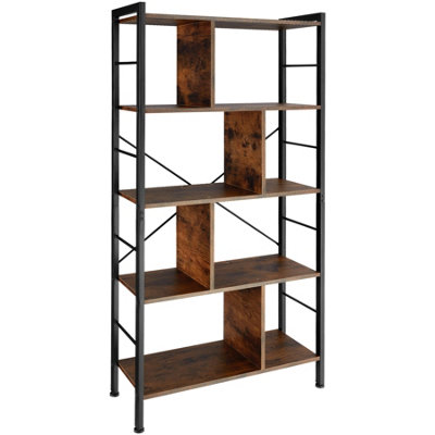 tectake Standing shelf Charleston 75.5x30x155cm - Shelf standing shelf - Industrial wood dark rustic