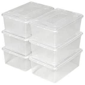 tectake Storage boxes 12-piece set 33x23x12cm - plastic storage box storage box with lid - transparent