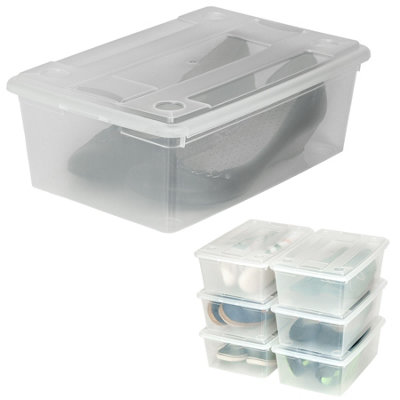 tectake Storage boxes 24-piece set 33x23x12cm - plastic storage box storage box with lid - transparent