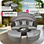 tectake Sun lounger island - Rattan & aluminium - garden lounge chair sun chair - grey
