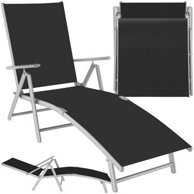 TecTake® Sun Lounger with Rocking Function, Ergonomic Garden Chair with Breathable Fabric, Thick Head Cushion, Curved Armrests & Sturdy Steel Frame, Outdoor Chair for Garden, Patio, Balcony - Grey main image 0