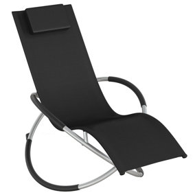 tectake Sun lounger Paulina ergonomic foldable 150 kg capacity - Sun lounger Rocking lounger - black