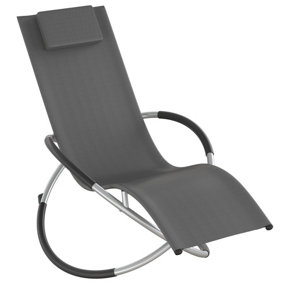 tectake Sun lounger Paulina ergonomic foldable 150 kg capacity - Sun lounger Rocking lounger - grey