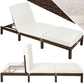 tectake Sun lounger Sofia rattan - reclining sun lounger garden lounge chair - brown