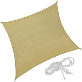 tectake Sun shade sail square beige - garden sun shade garden sail shade - 300 x 300 cm