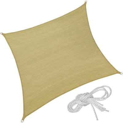 tectake Sun shade sail square beige - garden sun shade garden sail shade - 500 x 500 cm