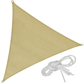 tectake Sun shade sail triangular beige - garden sun shade garden sail shade - 360 x 360 x 360 cm