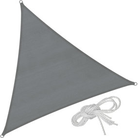tectake Sun shade sail triangular grey - garden sun shade garden sail shade - 300 x 300 x 300 cm