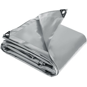tectake Tarpaulin grey - protective cover for garden furniture and more - tarpaulin sheet heavy duty tarpaulin - 4 x 5 m