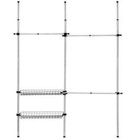 tectake Telescopic wardrobe system - clothes rack wardrobe rail - grey