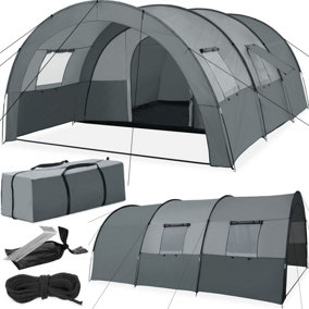 tectake Tent Roskilde for 6 people - camping tent 6 man tent - light grey/dark grey