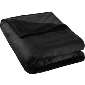 tectake Throw blanket polyester - blanket throw - 220 x 240 cm black