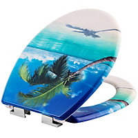 tectake Toilet seat with design - soft close toilet seat slow close toilet seat - beach