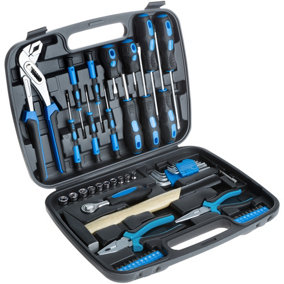 tectake Tool box case 57 Pcs. - tool case tool storage box - black