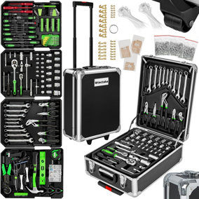 tectake Tool box trolley 1200 PCs. - tool box on wheels tool case - black